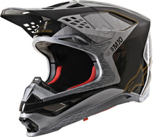 Load image into Gallery viewer, ALPINESTARS S.TECH S-M10 ALLOY HELMET SILVER/BLACK/CARBON/GOLD 2X 8301720-1909-2X