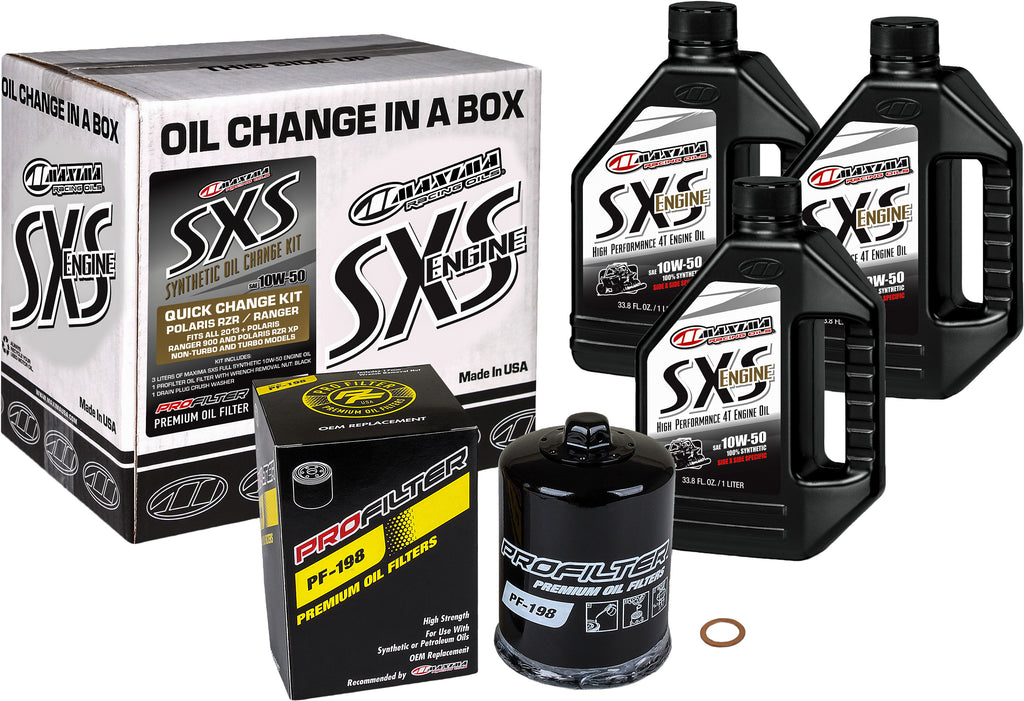 MAXIMA SXS QUICK CHANGE KIT 10W-50 WITH BLACK OIL FILTER 90-219013