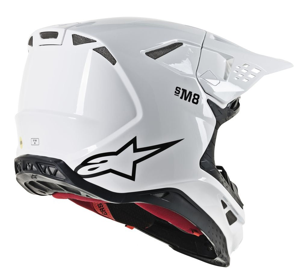 ALPINESTARS S.TECH S-M8 HELMET GLOSSY WHITE LG 8300719-2180-L
