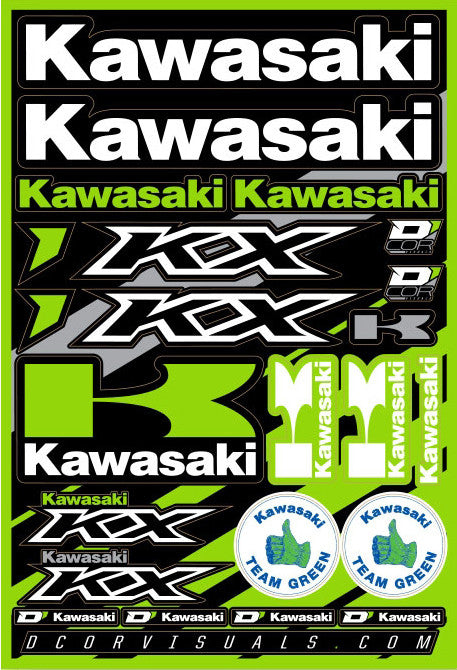 D'COR KAWASAKI DECAL SHEET 12"X18" 40-20-100