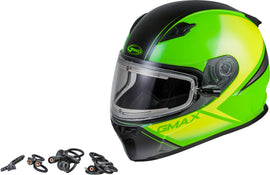 GMAX FF-49S HAIL SNOW HELMET W/ELEC SHIELD NEON GRN/HI-VIS/BLK 3X G4491679