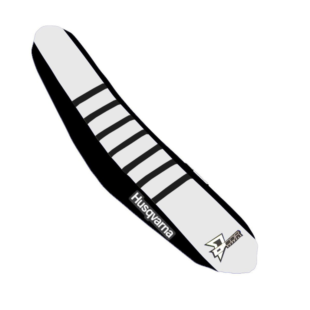 D'COR SEAT COVER BLACK/WHITE BLACK RIBS TC/FC125-450 30-70-417