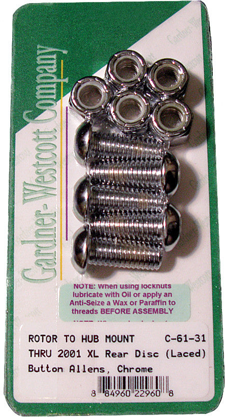 GARDNERWESTCOTT REAR BRAKE ROTOR ALLEN BOLTS 92-UP BIG TWIN LACED WHEEL C-61-31