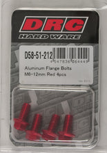 Load image into Gallery viewer, DRC ALUMINUM FLANGE BOLTS RED M6X12MM 4/PK D58-51-212