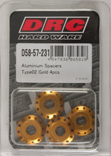 Load image into Gallery viewer, DRC ALUMINUM SPACERS TYPE 2 GOLD M6X12MM 4/PK D58-57-231