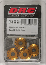 DRC ALUMINUM SPACERS TYPE 2 GOLD M6X12MM 4/PK D58-57-231