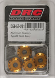 DRC ALUMINUM SPACERS TYPE 2 GOLD M6X12MM 4/PK D58-57-231