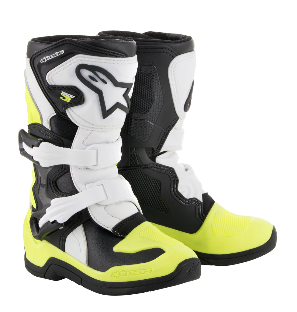 ALPINESTARS TECH 3S BOOTS BLACK/WHITE/YELLOW SZ 01 2014518-125-1
