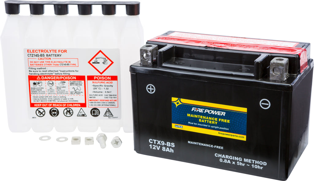 FIRE POWER BATTERY CTX9-BS MAINTENANCE FREE CTX9-BS-atv motorcycle utv parts accessories gear helmets jackets gloves pantsAll Terrain Depot