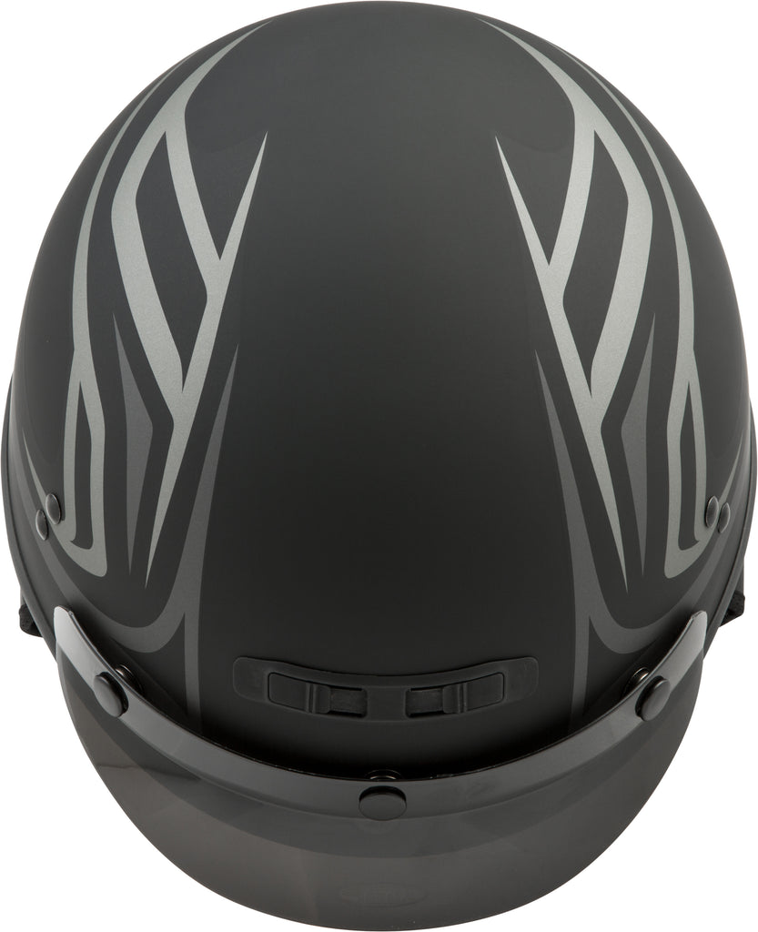 GMAX GM-35 HALF HELMET FULL DRESSED DERK MATTE BLACK/SILVER SM G1355394