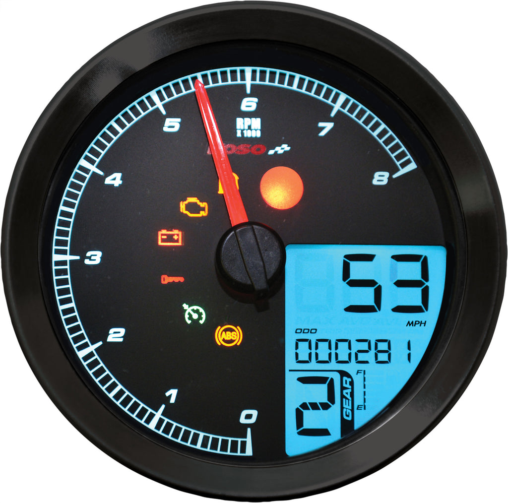 KOSO SPEEDO / TACH BLK BEZEL LCD COLOR CHANGE DISPLAY BA051211
