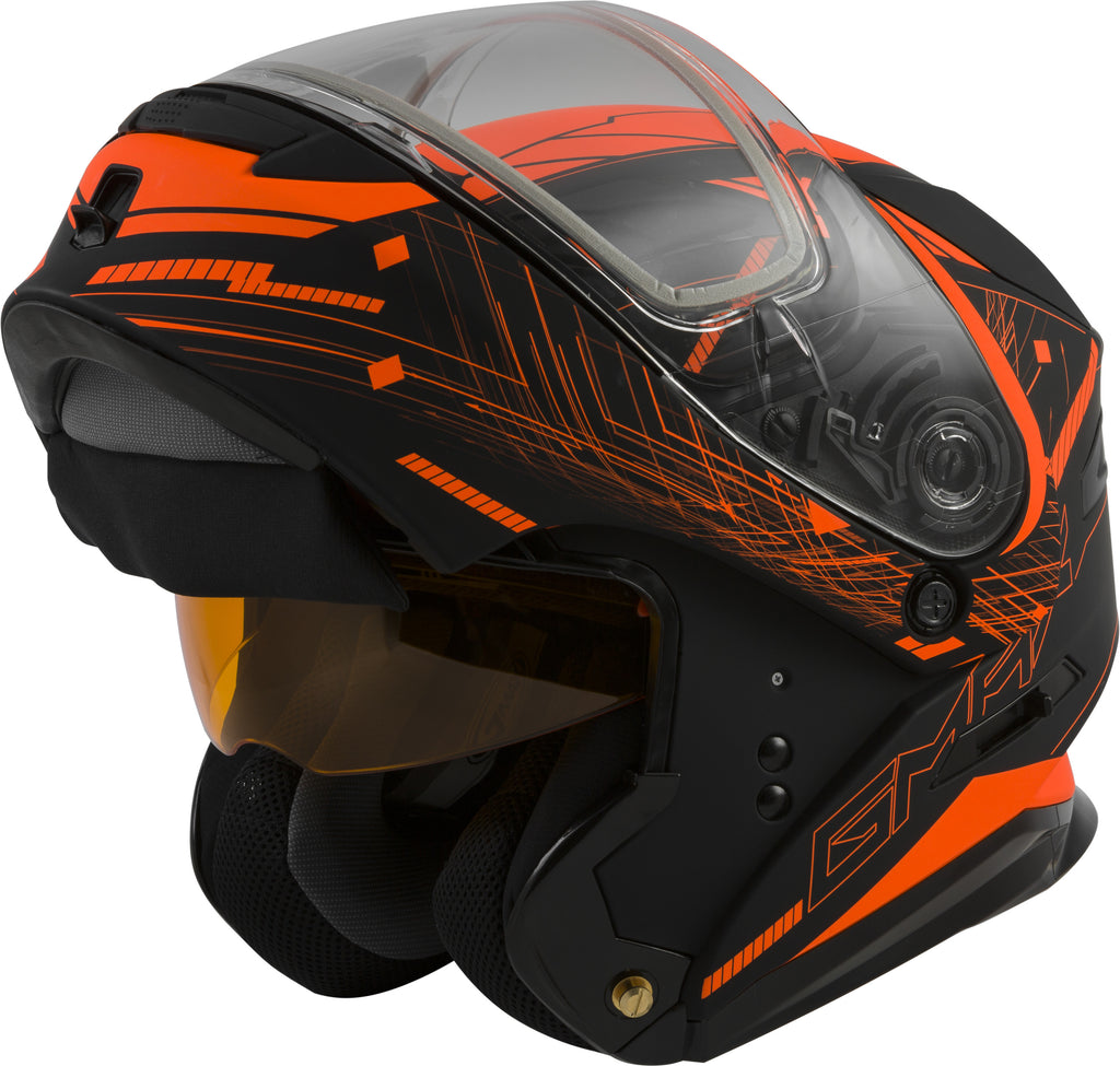 GMAX MD-01S MODULAR WIRED SNOW HELMET BLACK/NEON ORANGE SM G2011694D TC-26