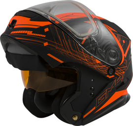 GMAX MD-01S MODULAR WIRED SNOW HELMET BLACK/NEON ORANGE XS G2011693D TC-26
