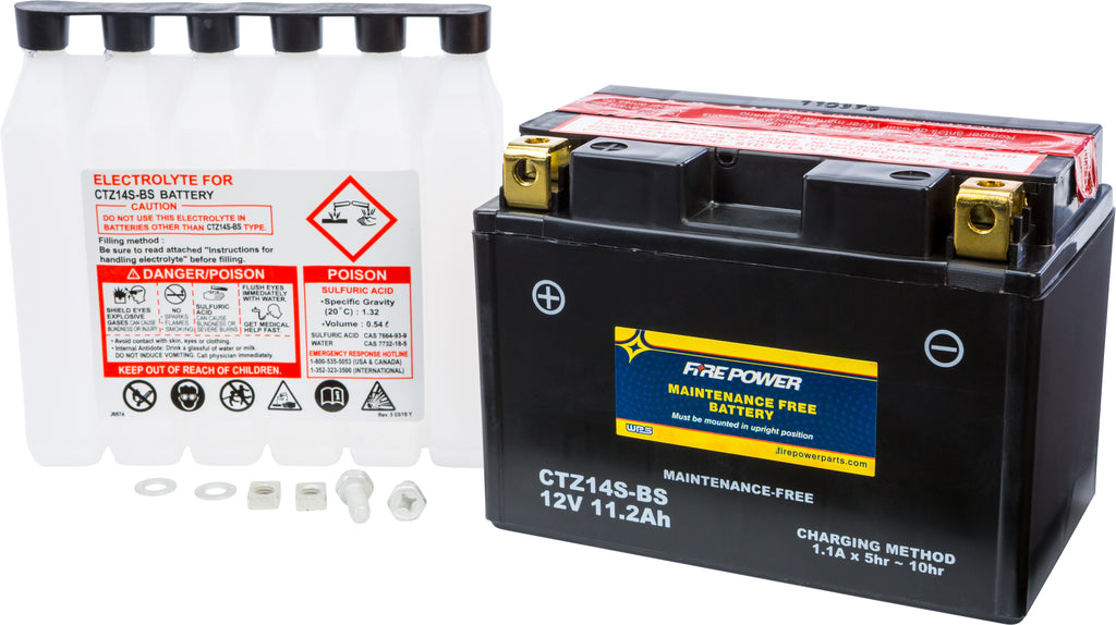 FIRE POWER BATTERY CTZ14S-BS MAINTENANCE FREE CTZ14S-BS-atv motorcycle utv parts accessories gear helmets jackets gloves pantsAll Terrain Depot