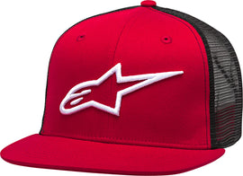ALPINESTARS COPR TRUCKER HAT RED/BLACK FLAT BILL 1025-81003-3010