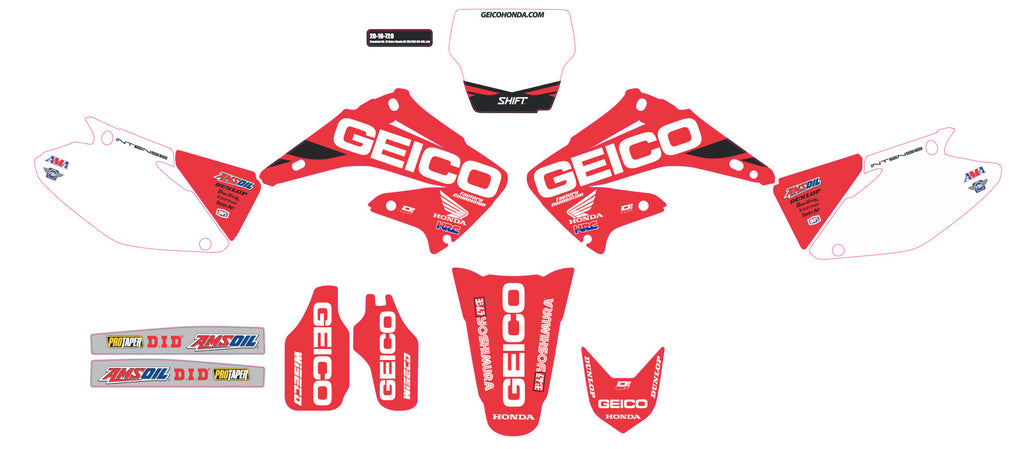 D'COR COMPLETE KIT 19 GEICO HONDA CR 125/250 WHITE BG 20-10-729