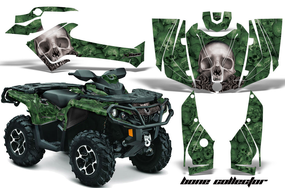 ATV Graphics Kit Decal Wrap For CanAm Outlander 800R/1000 XT-P DPS SST G2 BONES GREEN-atv motorcycle utv parts accessories gear helmets jackets gloves pantsAll Terrain Depot