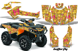 ATV Graphics Kit Decal Wrap For CanAm Outlander 800R/1000 XT-P DPS SST G2 BUTTERFLIES PINK YELLOW-atv motorcycle utv parts accessories gear helmets jackets gloves pantsAll Terrain Depot