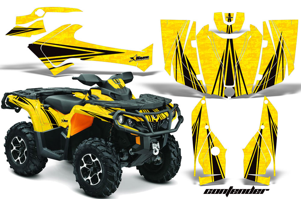 ATV Graphics Kit Decal Wrap For CanAm Outlander 800R/1000 XT-P DPS SST G2 CONTENDER BLACK YELLOW-atv motorcycle utv parts accessories gear helmets jackets gloves pantsAll Terrain Depot