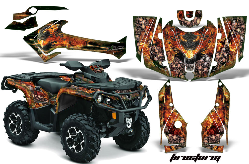 ATV Graphics Kit Decal Wrap For CanAm Outlander 800R/1000 XT-P DPS SST G2 FIRESTORM GREEN-atv motorcycle utv parts accessories gear helmets jackets gloves pantsAll Terrain Depot