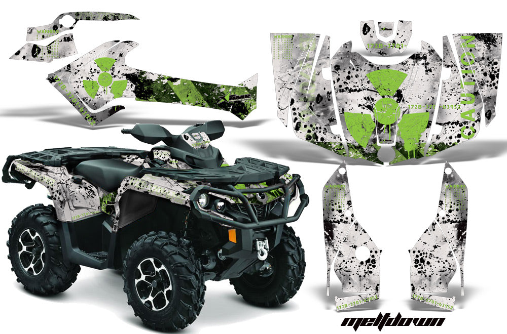 ATV Graphics Kit Decal Wrap For CanAm Outlander 800R/1000 XT-P DPS SST G2 MELTDOWN GREEN WHITE-atv motorcycle utv parts accessories gear helmets jackets gloves pantsAll Terrain Depot