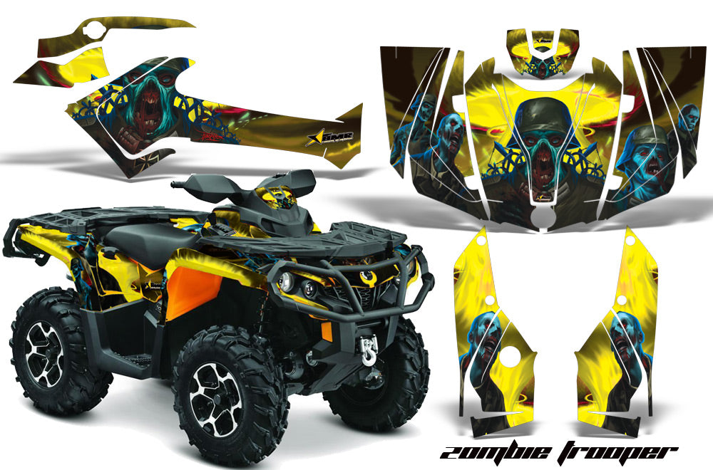 ATV Graphics Kit Decal Wrap For CanAm Outlander 800R/1000 XT-P DPS SST G2 ZOMBIE YELLOW-atv motorcycle utv parts accessories gear helmets jackets gloves pantsAll Terrain Depot