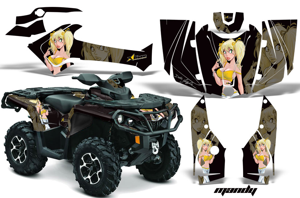 ATV Graphics Kit Decal Wrap For CanAm Outlander 800R/1000 XT-P DPS SST G2 MANDY YELLOW BLACK-atv motorcycle utv parts accessories gear helmets jackets gloves pantsAll Terrain Depot