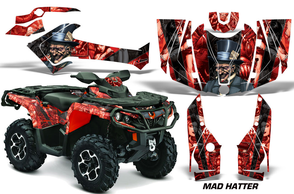 ATV Graphics Kit Decal Wrap For CanAm Outlander 800R/1000 XT-P DPS SST G2 HATTER RED BLACK-atv motorcycle utv parts accessories gear helmets jackets gloves pantsAll Terrain Depot