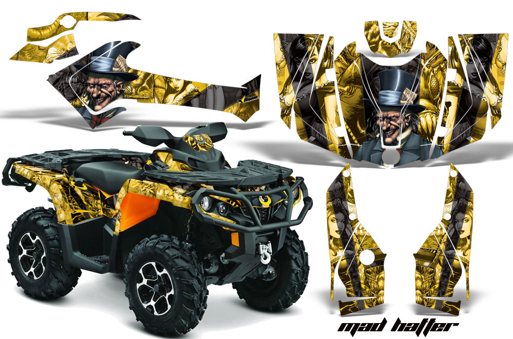ATV Graphics Kit Decal Wrap For CanAm Outlander 800R/1000 XT-P DPS SST G2 HATTER YELLOW BLACK-atv motorcycle utv parts accessories gear helmets jackets gloves pantsAll Terrain Depot