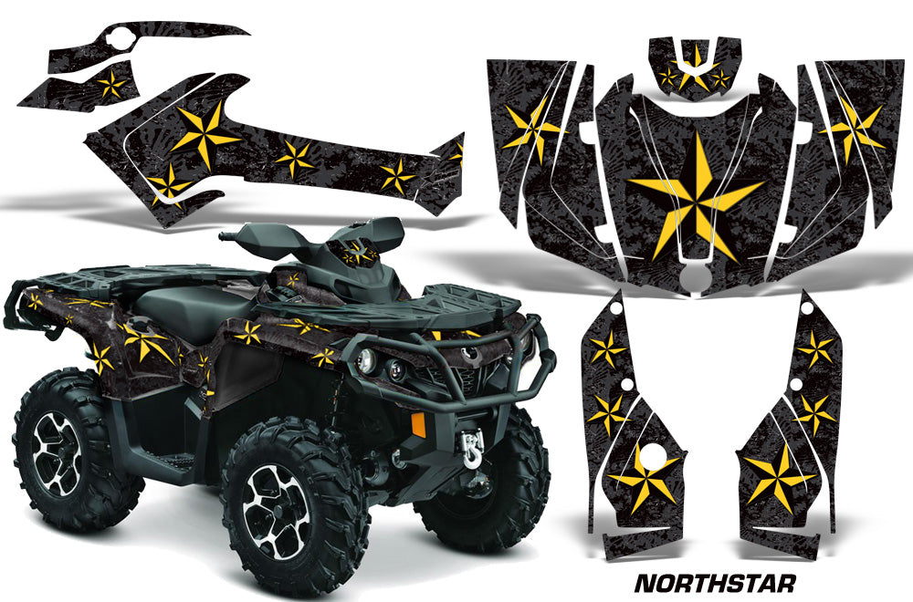 ATV Graphics Kit Decal Wrap For CanAm Outlander 800R/1000 XT-P DPS SST G2 NORTHSTAR YELLOW BLACK-atv motorcycle utv parts accessories gear helmets jackets gloves pantsAll Terrain Depot