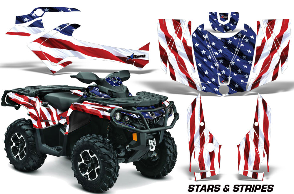 ATV Graphics Kit Decal Wrap For CanAm Outlander 800R/1000 XT-P DPS SST G2 USA FLAG-atv motorcycle utv parts accessories gear helmets jackets gloves pantsAll Terrain Depot