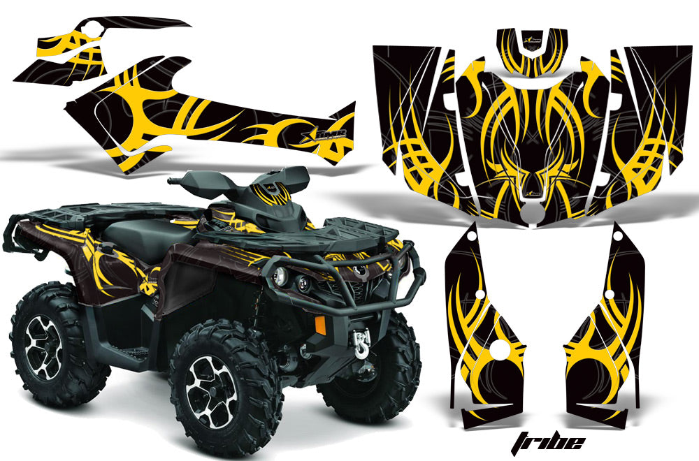 ATV Graphics Kit Decal Wrap For CanAm Outlander 800R/1000 XT-P DPS SST G2 TRIBE YELLOW BLACK-atv motorcycle utv parts accessories gear helmets jackets gloves pantsAll Terrain Depot