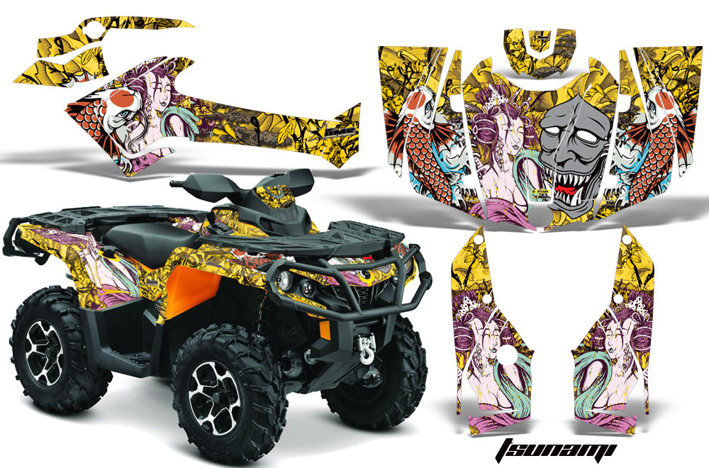 ATV Graphics Kit Decal Wrap For CanAm Outlander 800R/1000 XT-P DPS SST G2 TSUNAMI YELLOW-atv motorcycle utv parts accessories gear helmets jackets gloves pantsAll Terrain Depot