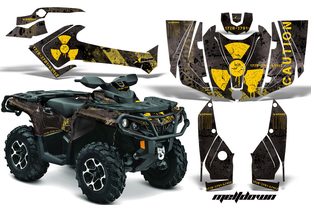ATV Graphics Kit Decal Wrap For CanAm Outlander 800R/1000 XT-P DPS SST G2 MELTDOWN YELLOW BLACK-atv motorcycle utv parts accessories gear helmets jackets gloves pantsAll Terrain Depot