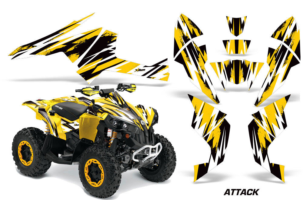 ATV Decal Graphics Kit Quad Wrap For Can-Am Renegade 500 X/R 800X/R 1000 ATTACK YELLOW-atv motorcycle utv parts accessories gear helmets jackets gloves pantsAll Terrain Depot