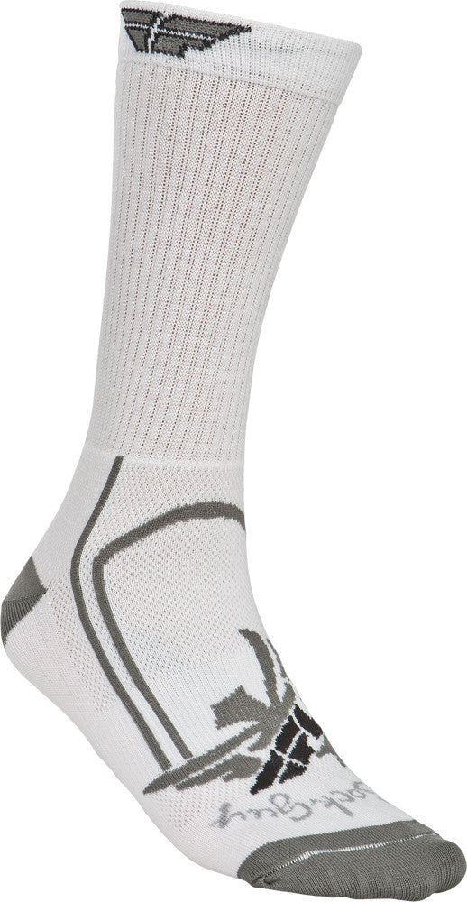 FLY RACING CREW SOCK WHITE/GREY S-M 6" CUFF WHT/BLK S/M-atv motorcycle utv parts accessories gear helmets jackets gloves pantsAll Terrain Depot