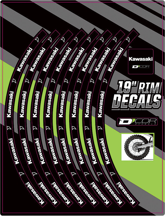 D'COR RIM DECALS 19" KAWASAKI LOGO REAR 40-80-201