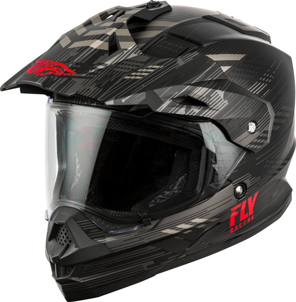 FLY RACING TREKKER QUANTUM HELMET MATTE BLACK/GREY/RED LG 73-7017L