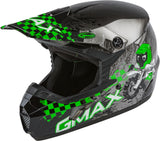GMAX YOUTH MX-46Y OFF-ROAD ANIM8 HELMET DARK SILVER/GREEN YS G3461800