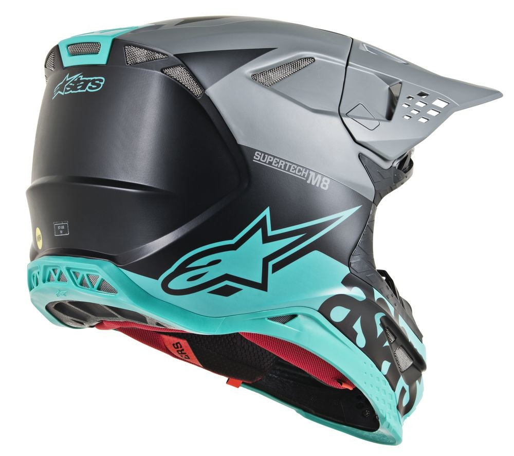 ALPINESTARS S.TECH S-M8 RADIUM HELMET BLACK/GREY/TEAL MD 8301519-1306-M
