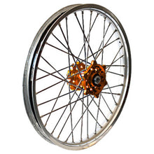 Load image into Gallery viewer, DUBYA REAR WHEEL SET 2.15X19 ORANGE HUB SILVER RIM 56-4067OS