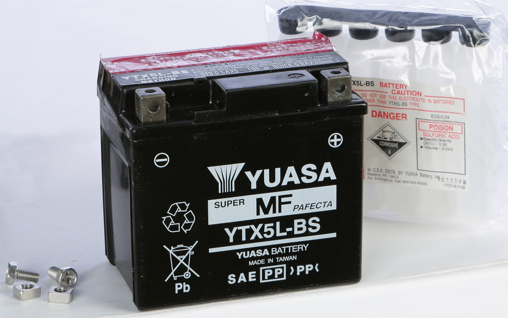 YUASA BATTERY YTX5L-BS MAINTENANCE FREE YUAM32X5B (PLT-270)-atv motorcycle utv parts accessories gear helmets jackets gloves pantsAll Terrain Depot