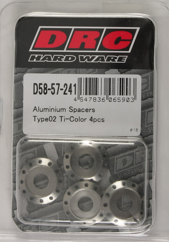 DRC ALUMINUM SPACERS TYPE 2 TITANIUM M6X12MM 4/PK D58-57-241