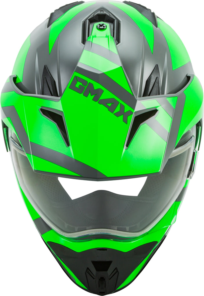 GMAX GM-11S DUAL-SPORT TRAPPER SNOW HELMET GREY/NEON GREEN 2X G2113678
