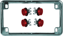 Load image into Gallery viewer, CHRIS PRODUCTS LICENSE PLATE FRAME W/4 RED REFLECTORS CHROME 602