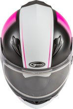 Load image into Gallery viewer, GMAX FF-49S HAIL SNOW HELMET W/ELEC SHIELD MATTE BLK/PINK/WHITE XS G4491343