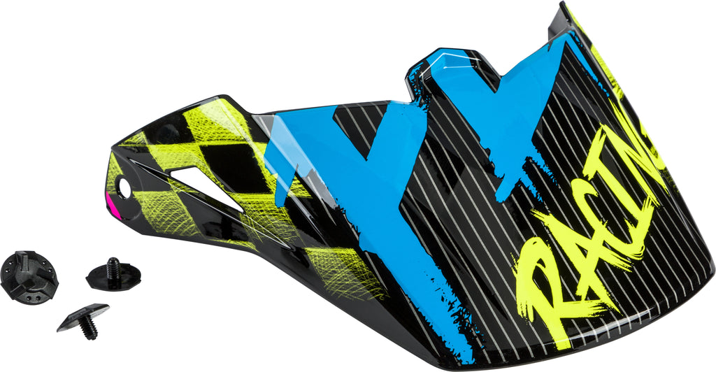 FLY RACING YOUTH KINETIC SKETCH VISOR BLUE/HI-VIS/BLACK/PINK 73-88178