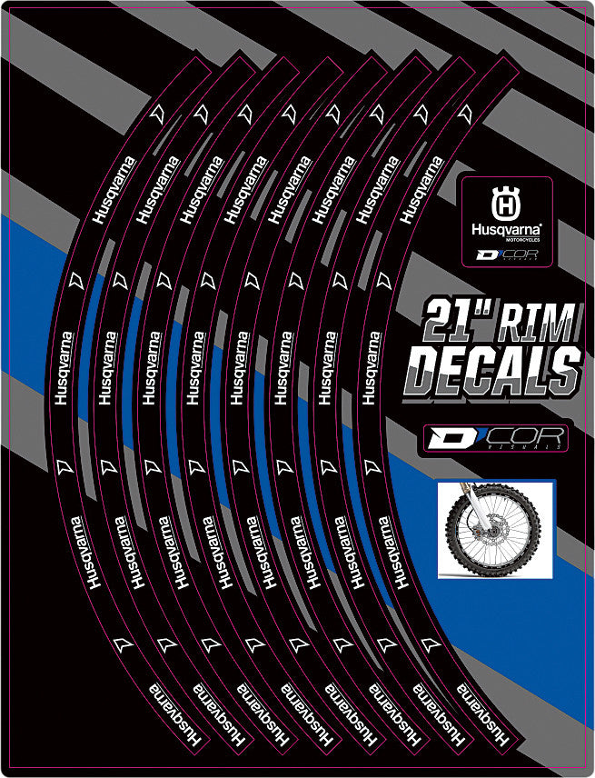D'COR RIM DECALS 21" HUSQ LOGO FRONT 40-80-210