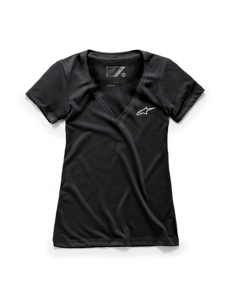 ALPINESTARS WOMEN'S AGELESS V-NECK TEE BLACK SM 1W38-73000-10-S