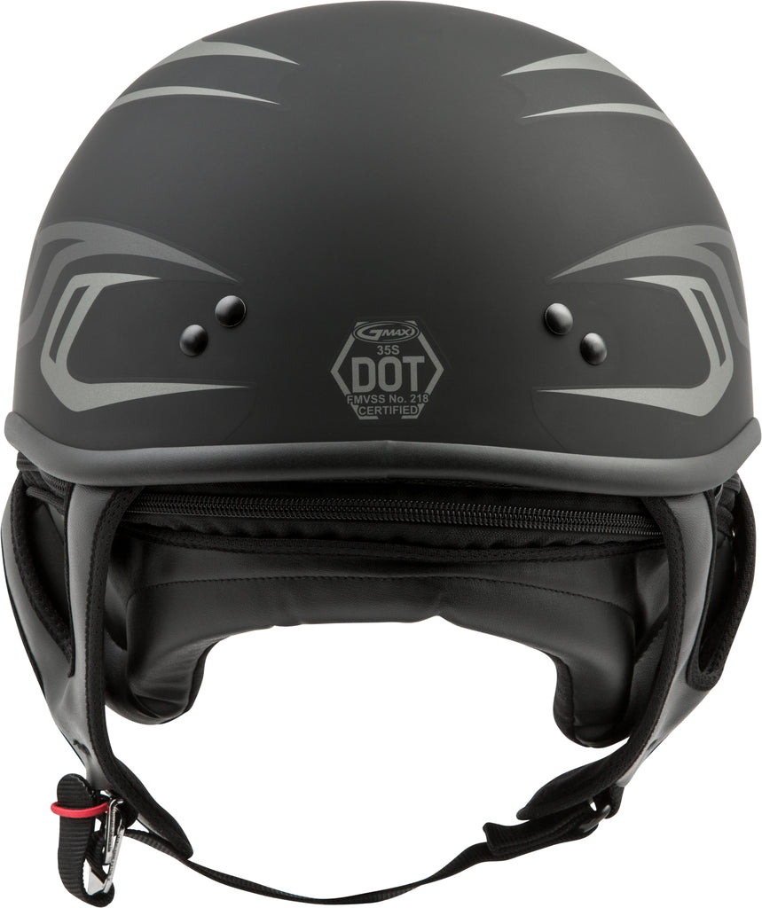 GMAX GM-35 HALF HELMET FULL DRESSED DERK MATTE BLACK/SILVER 2X G1355398